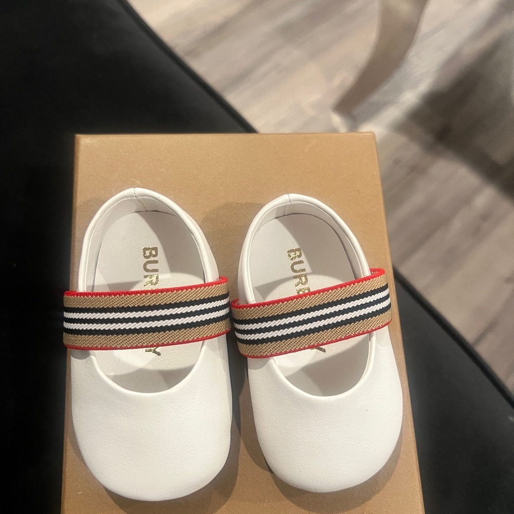 Burberry Red and White Baby Walker Shoes